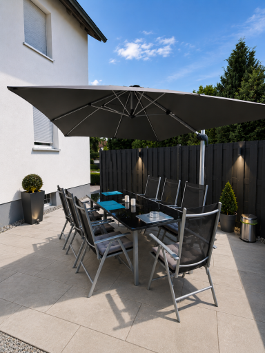 Terrasse mit Grill und Sitzplätzen – Ferienwohnung Bailey Große Terrasse mit Sitzbereich und Grill an der Ferienwohnung Bailey in Laupheim